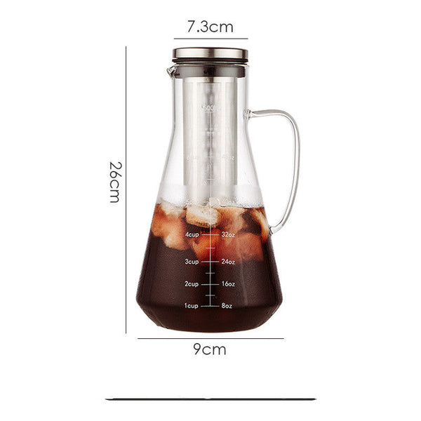 Green Man Premium Glass Cold Brew Filter Pot — F