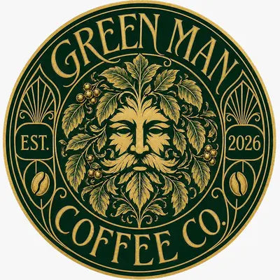 Green Man Coffee Co. logo - artisan fire-roasted coffee
